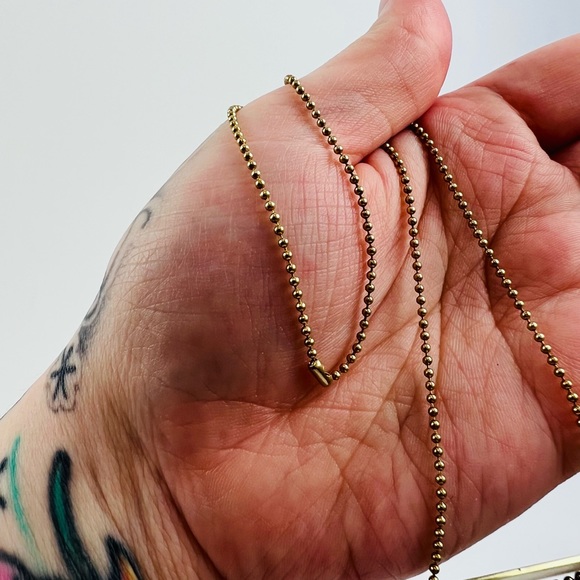 Stella McCartney Soft Gold Embossed Logo Name Plate Ball Chain Necklace - Picture 16 of 16